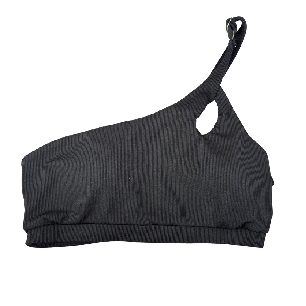 ZAFUL Black One-Shoulder Ribbed Crop Top XL